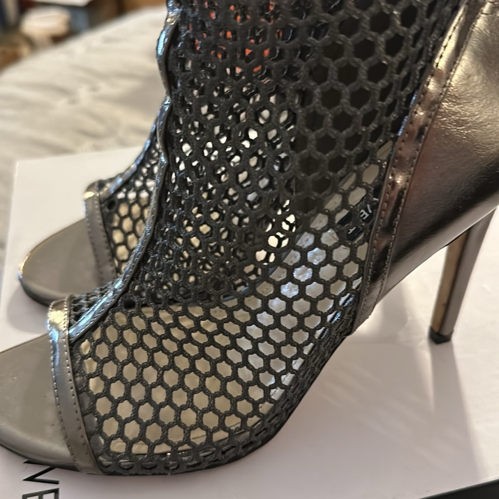 Nine West Pewter Cage Open Toe Booties - Picture 9 of 9